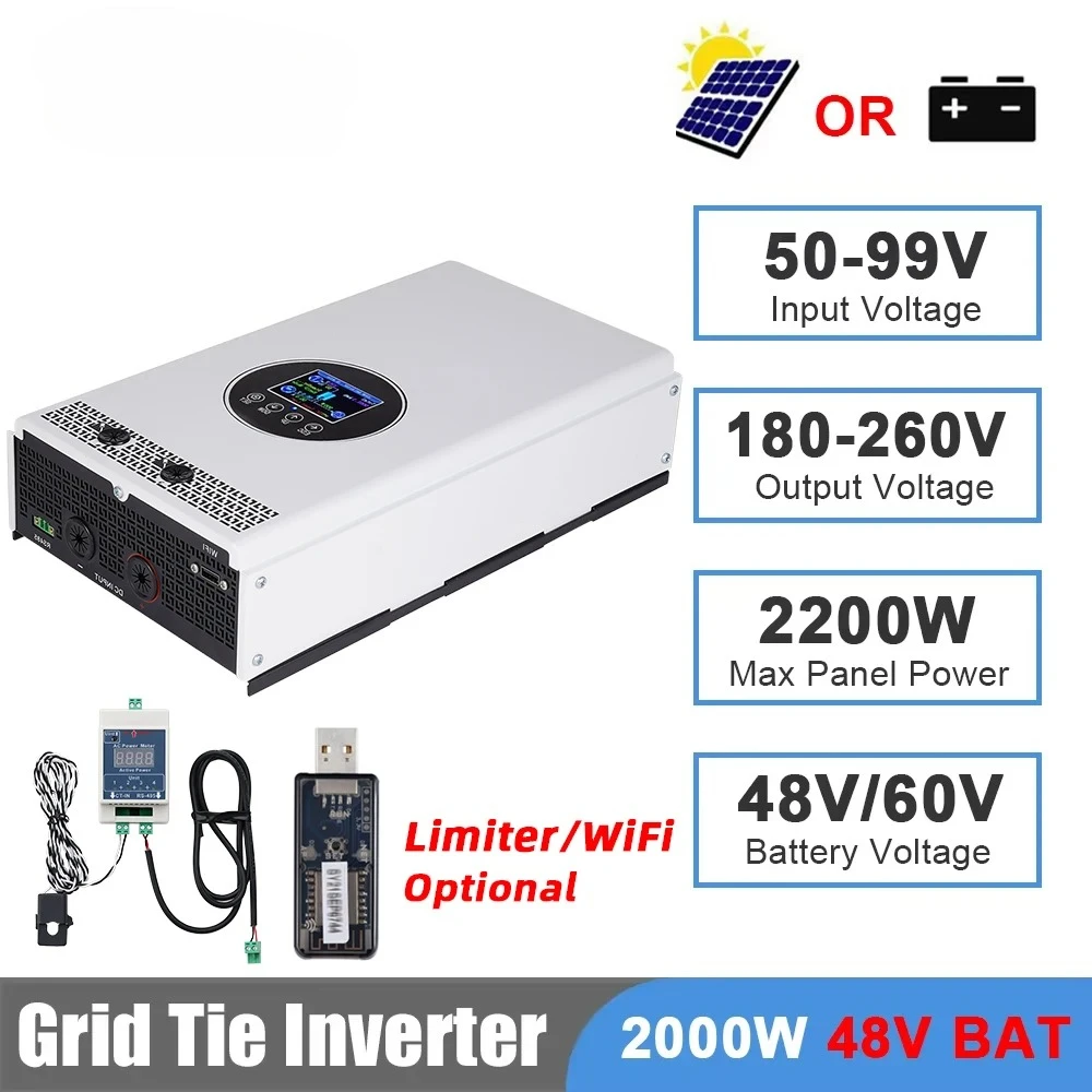 Grid Tie Inverter Limiter 2000W - 2000W 1500W Netzgekoppelter Wechselrichter Eingang 55-99V/24-55V