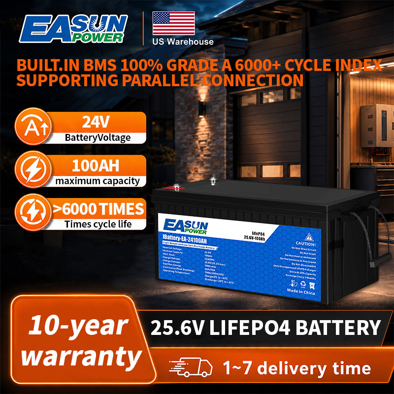 Grid Tie Inverter Limiter 2000W - EASUN POWER 24V LiFePO4-Batterie 100AH BMS