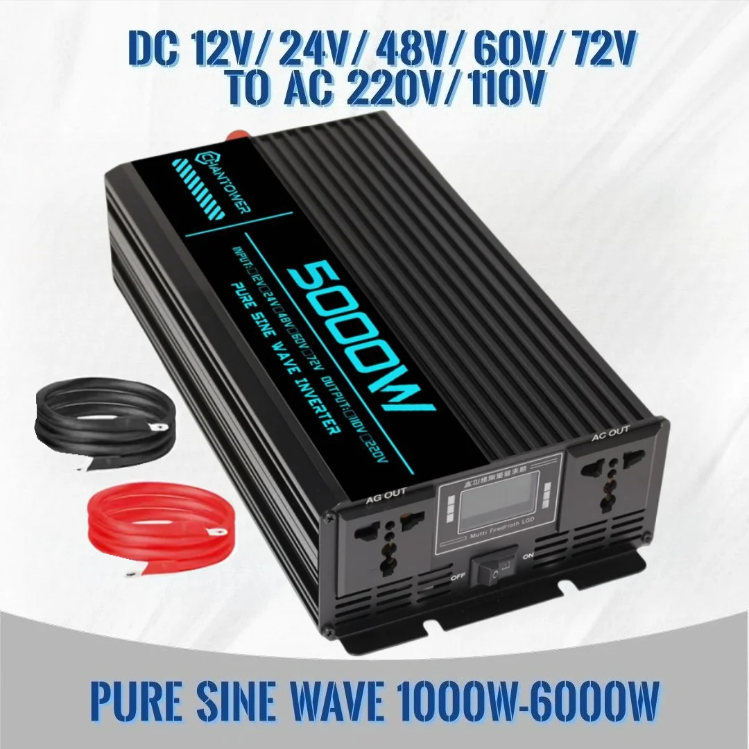 Pure Sine Wave Inverter 5000W 48V 220V - Reiner Sinus-Wechselrichter DC 12V/24V/48V/60V/72V zu AC