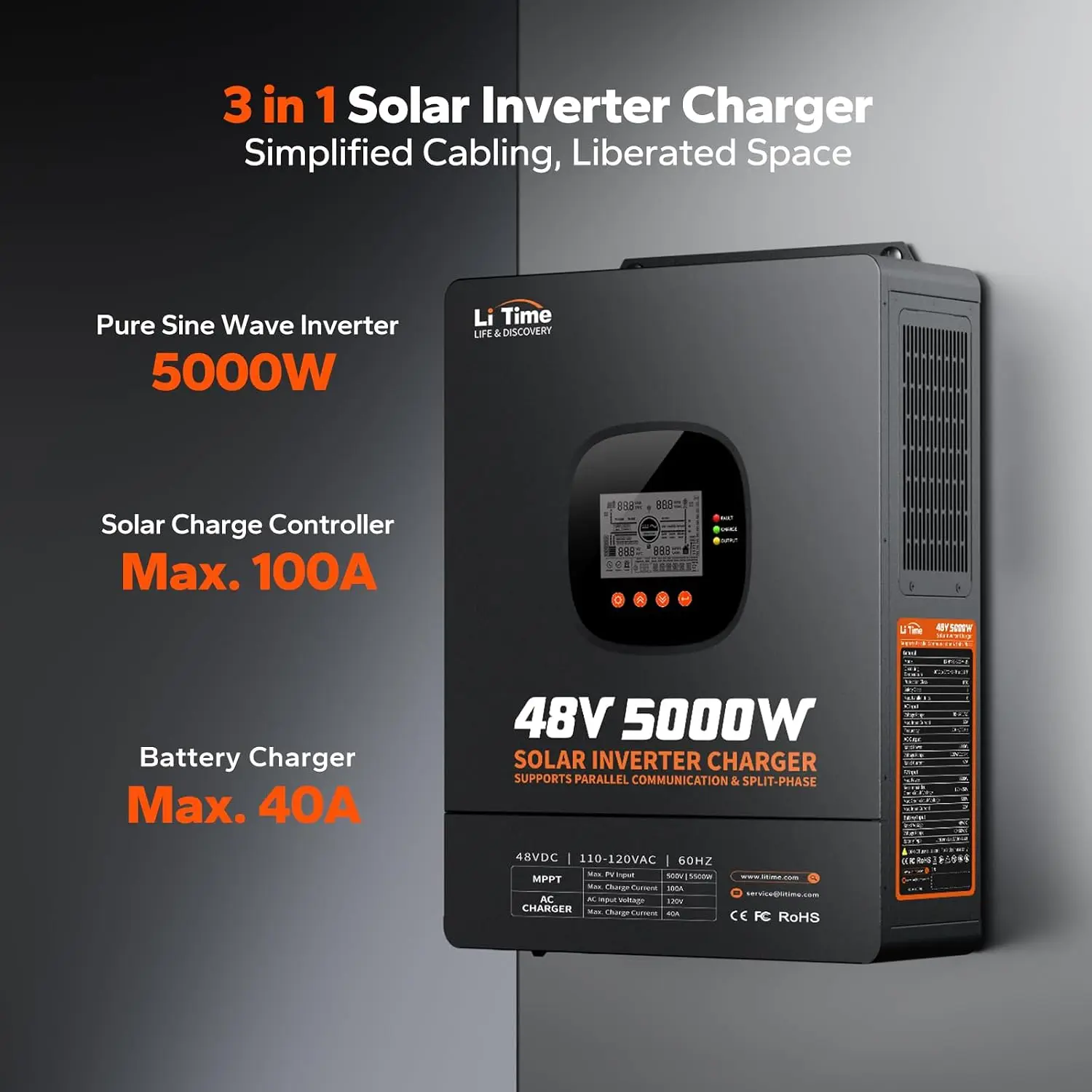 LiTime 5000W Reiner Sinus-Wech – Parallel Solar Inverter 48V 5000W Mppt Bewertung und Preis