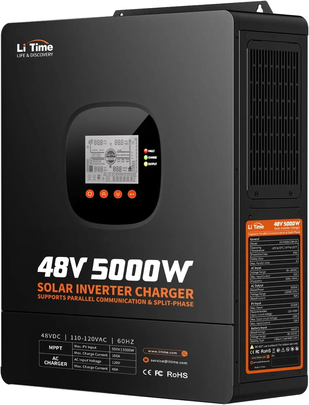 LiTime 5000W Solar-Hybrid-Wech – Parallel Solar Inverter 48V 5000W Mppt Bewertung und Preis