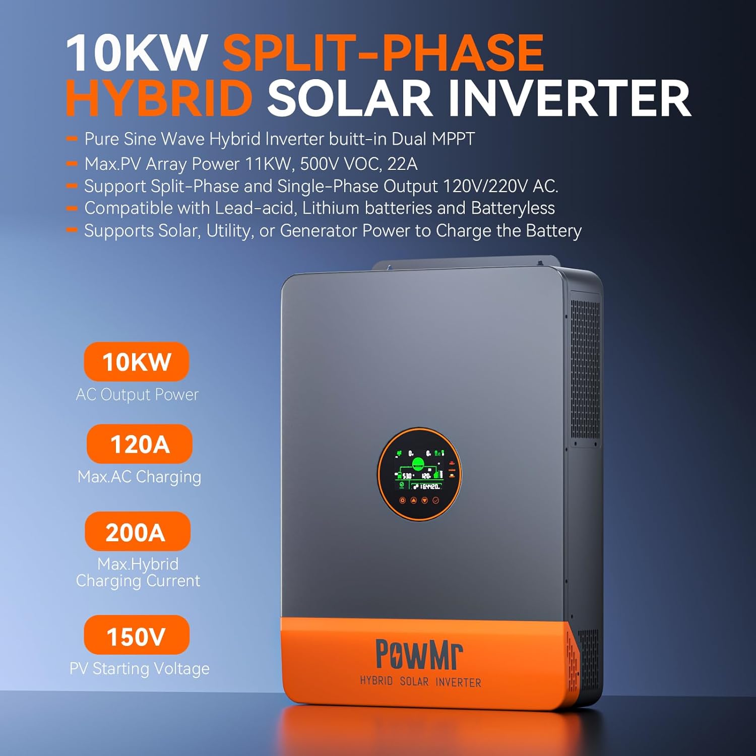 PowMr 10 kW Split-Phase-Wechse – Split Phase Inverter 10Kw 110V 220V Bewertung und Preis